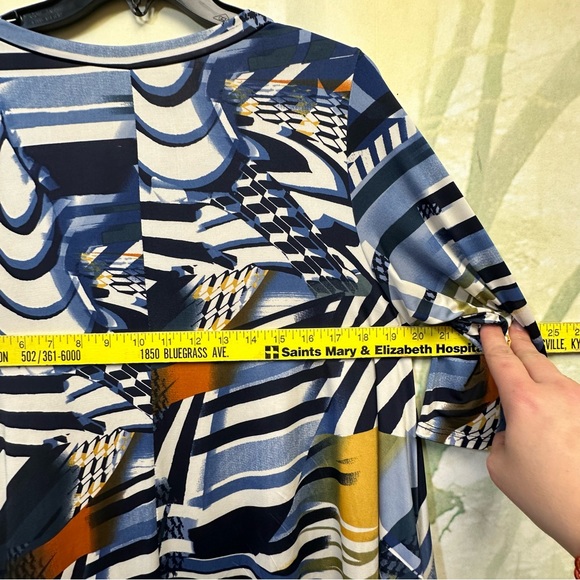 Long sleeves Tan Asymmetrical print Dress/Top Carole Christian Los Angeles small - Picture 8 of 10